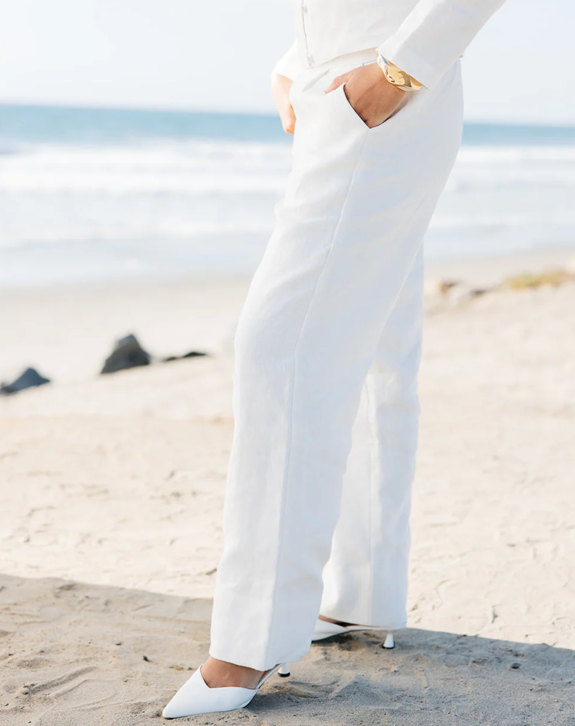 LAUREN LINEN PANT- WHITE