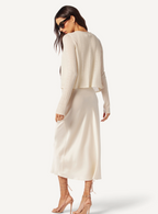 Miranda Scallop Silk Skirt - Gardenia