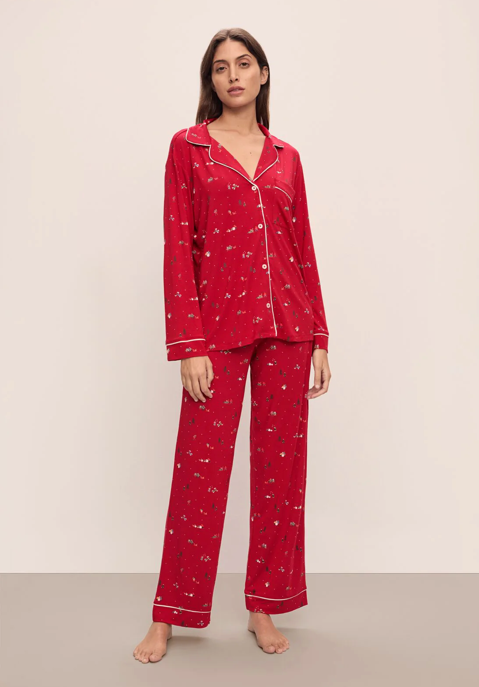 Gisele Printed Long PJ Set- WR/IV