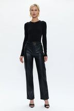 Bailey Long Sleeve Crew Neck Thong Bodysuit - Noir