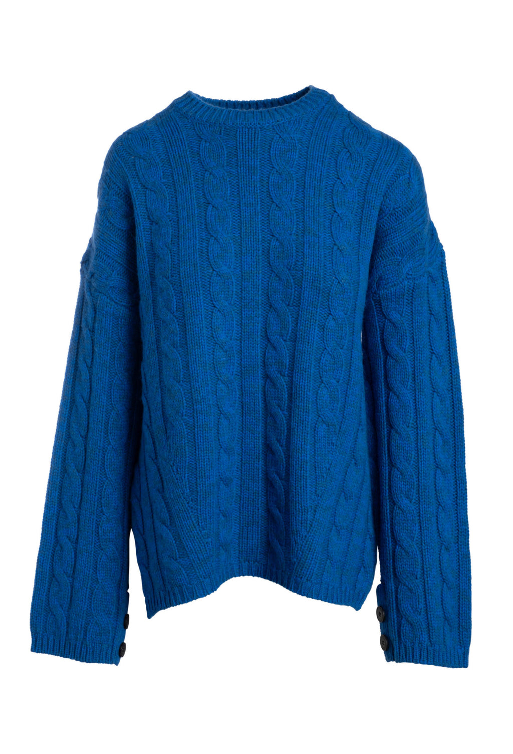 Super Luxe Cashmino Cable Crewneck - Royal Blue