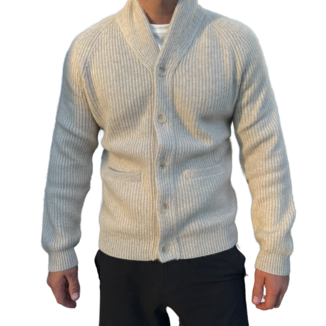 Luxe Cashmere Fisherman Shawl Cardigan - Oatmeal