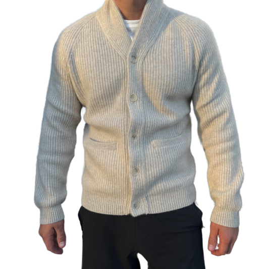 Luxe Cashmere Fisherman Shawl Cardigan - Oatmeal