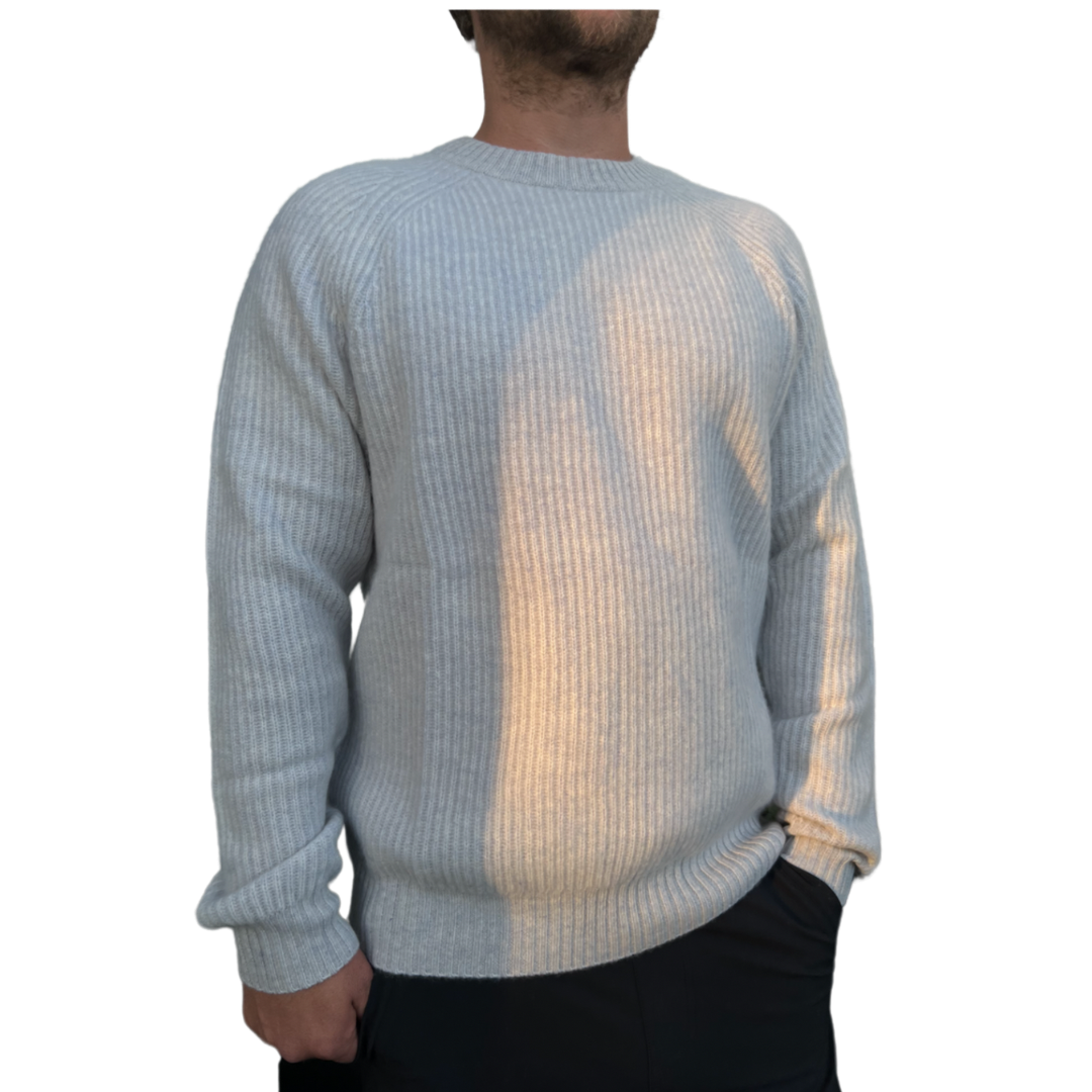 Luxe Cashmere Fisherman Crew - Frost Gray