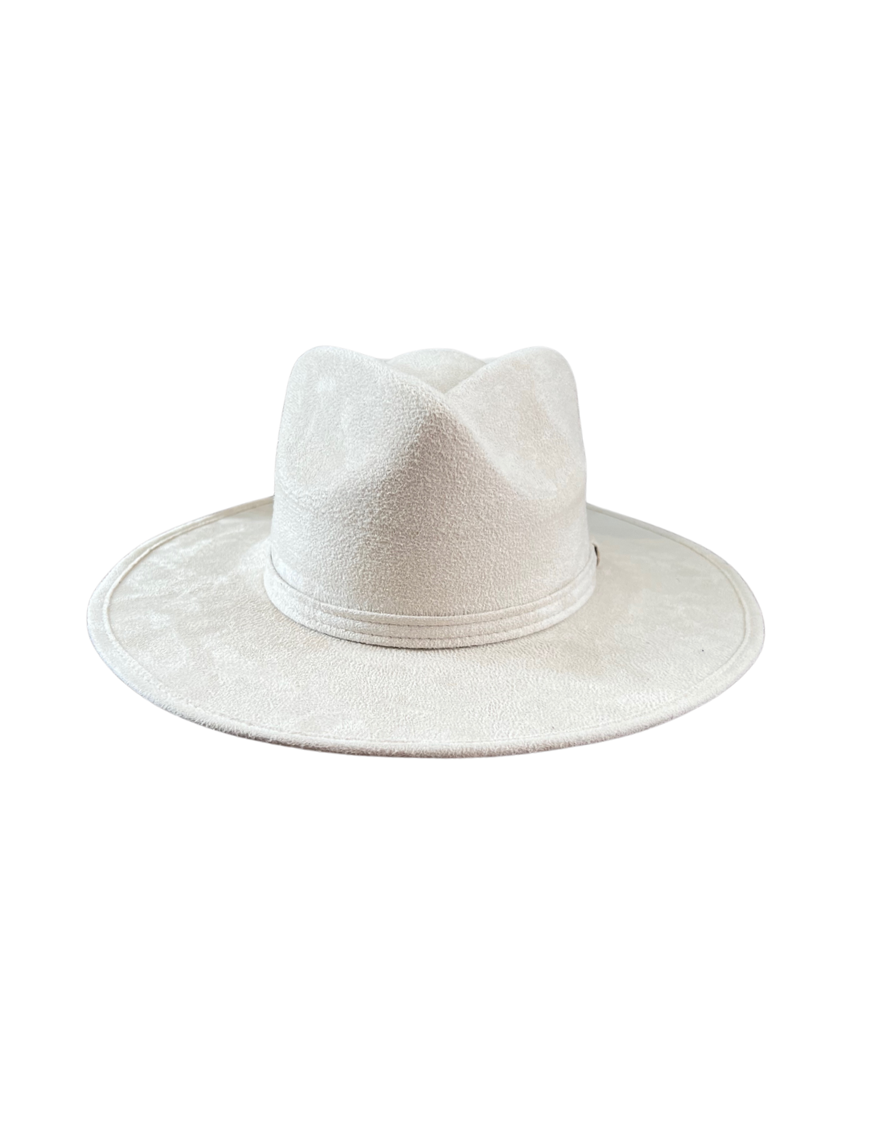 Suede Flat Brim Hat- Ivory