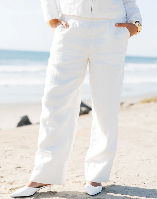 LAUREN LINEN PANT- WHITE