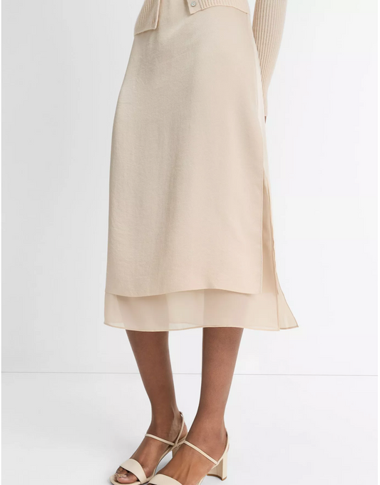 Double Side-Slit Straight Skirt