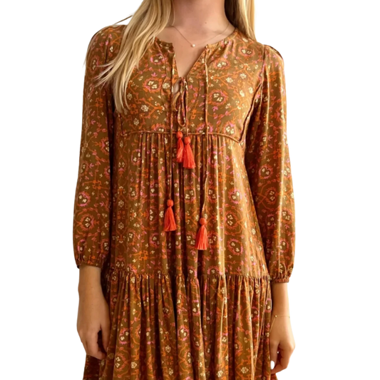 Cow Girl Dress - Rust