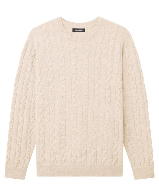 Cashmere Cable Knit Crewneck - Oatmeal