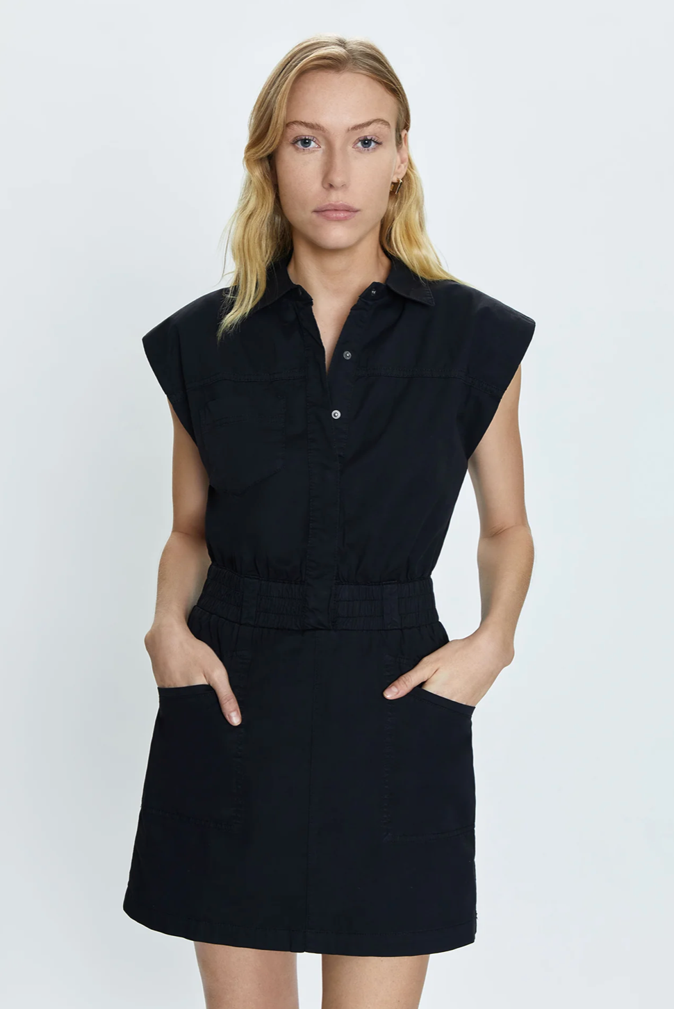 Rosie Cinched Waist Mini Dress - Fade to Black