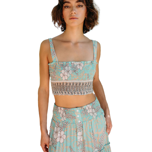 Saint Tropez Bandeau Top - Aqua Japan