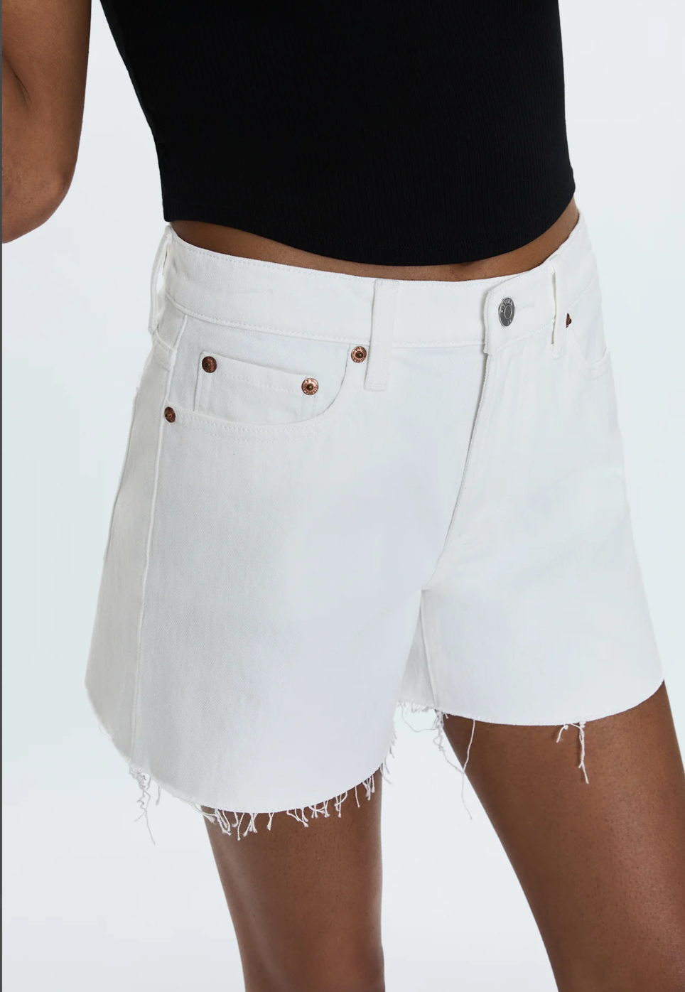 Kennedy Relaxed Mid Rise Cut Off Short- Antique White