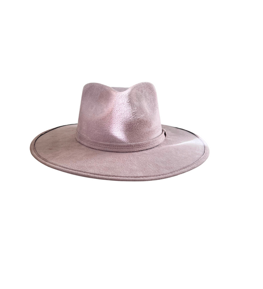 Suede Flat Brim Hat-  Lavender