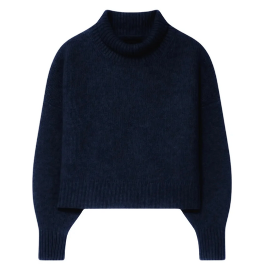 Luxe Cashmere Oversized Turtleneck - Navy