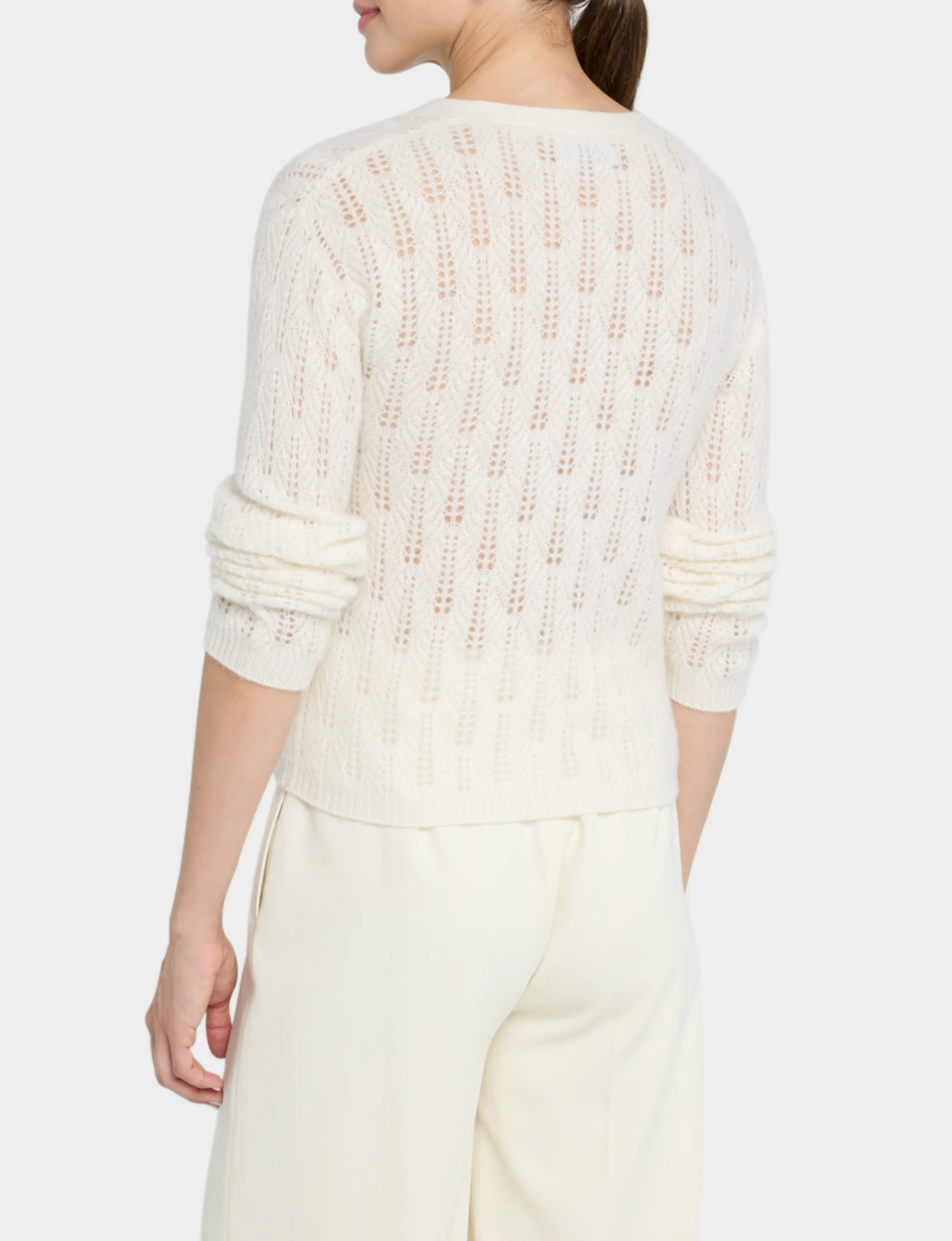 Cashmere Pointelle Cardigan - White WH