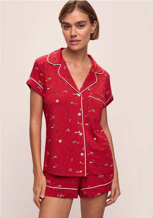 Gisele Printed Shortie PJ Set- WR/IV