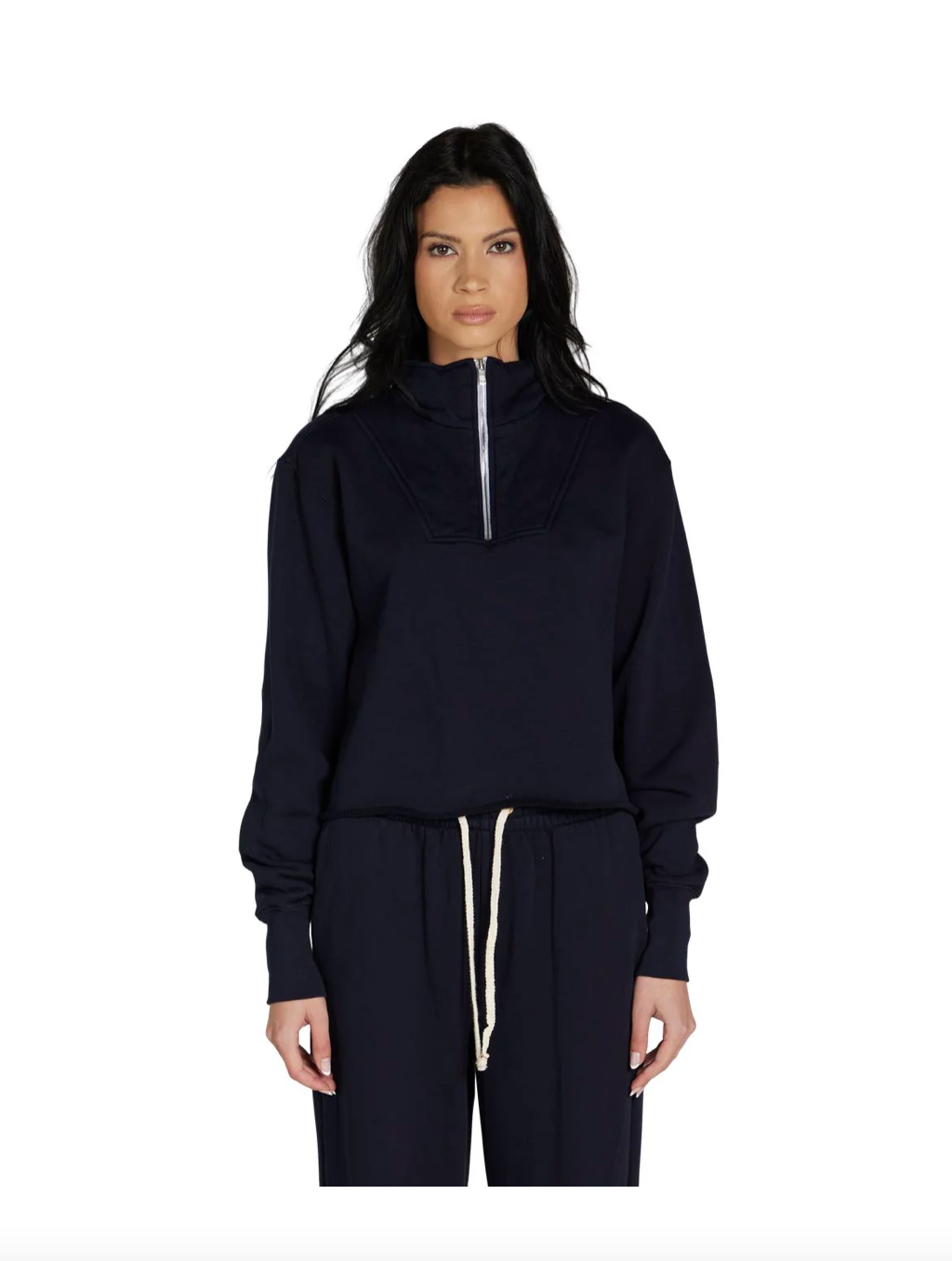 Haley Crop Half Zip - Navy