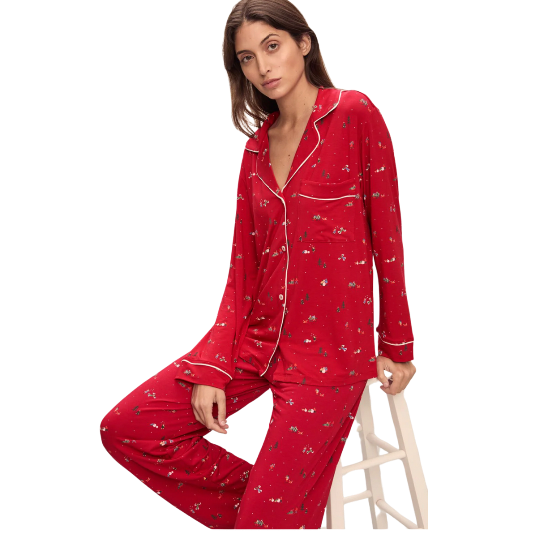 Gisele Printed Long PJ Set- WR/IV