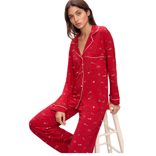 Gisele Printed Long PJ Set- WR/IV