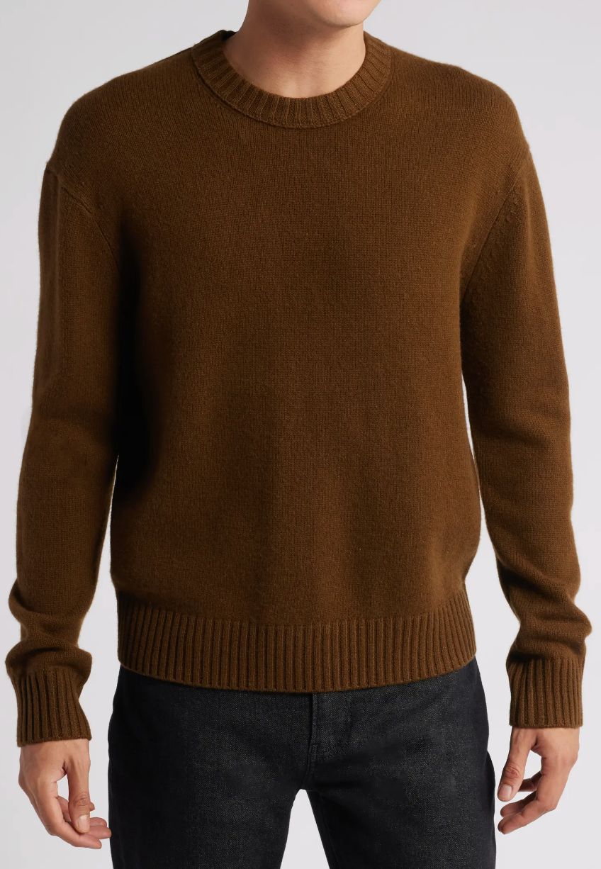 Cashmere Crewneck Sweater - Dark Camel