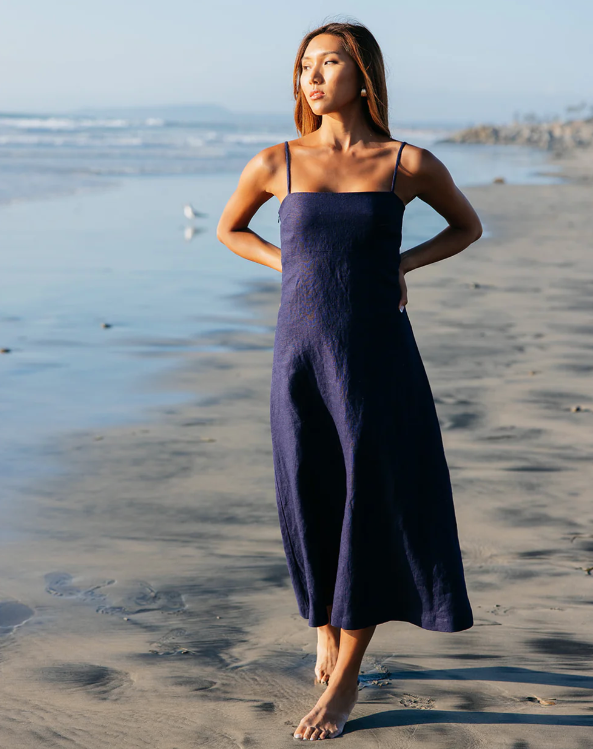 MARGOT LINEN MAXI DRESS- NAVY – Montecito Collective