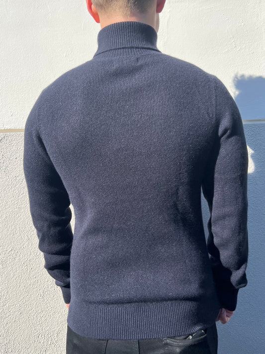 Cashmere Ribbed Turtleneck - Navy