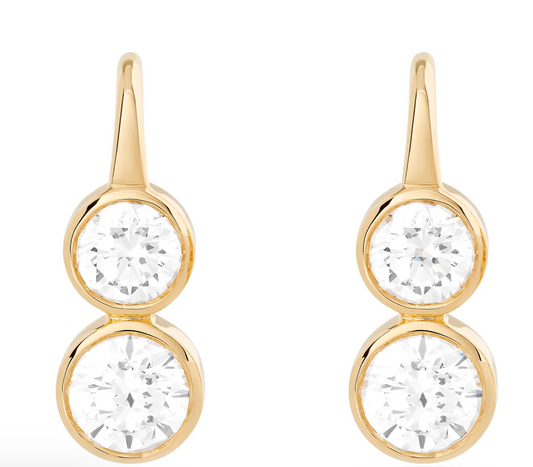 Greta Double Barrel Earrings .8 ct top, 1.2 ct bottom