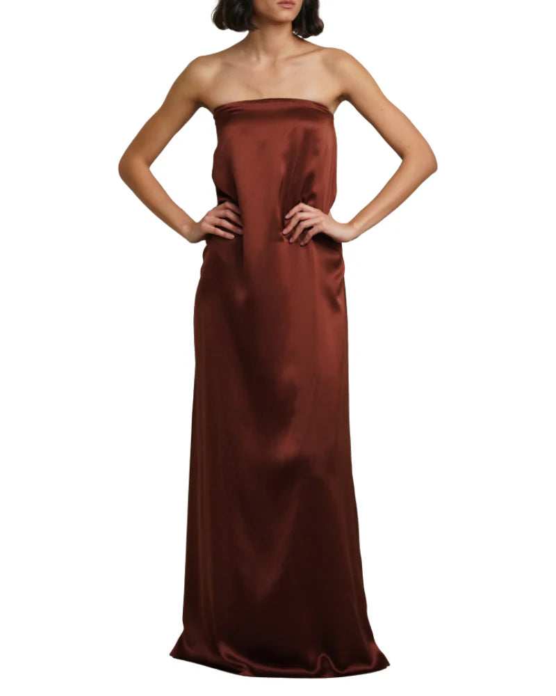 Arden Strapless Dress - Mahogany