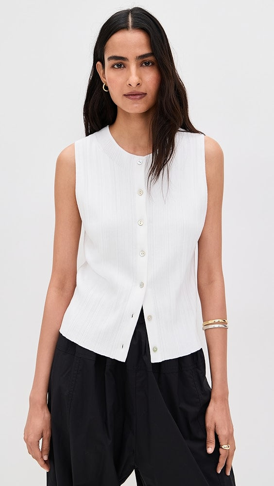 Mia Button Tank - Gardenia