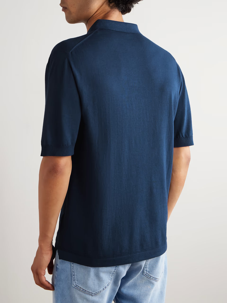 Eleventy Garment-Dyed Cotton Polo Shirt - Navy